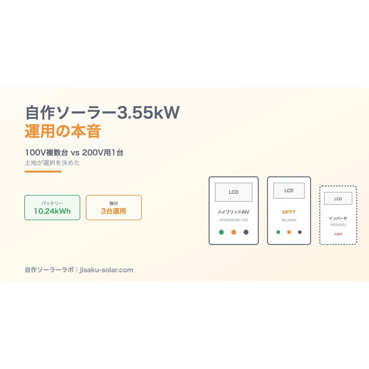 100V複数台 vs 200V用1台、機材3台運用